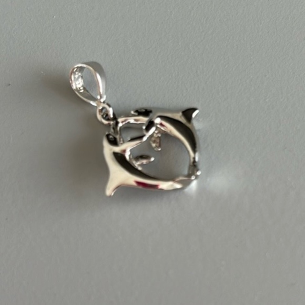 925 Silver Dolphin Pendant Charm Vintage New Dolphin Necklace Tropical Vacation
